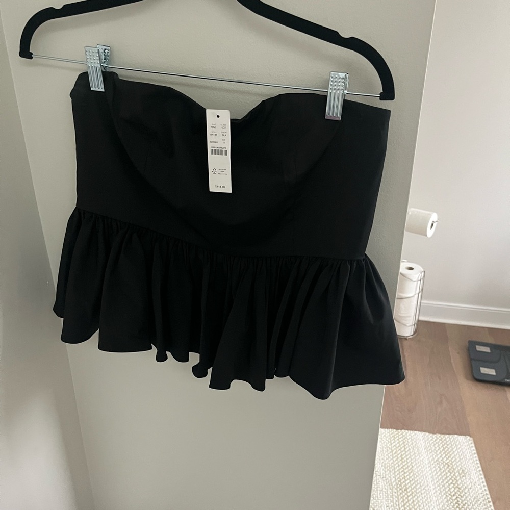 J. Crew Black Strapless Peplum Top